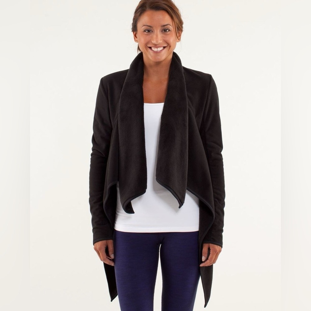 Lululemon Presence Of Mind Jacket Black Waterfall Wrap Sweater